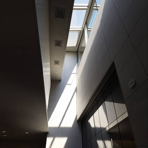 Architettura moderna di un edificio con giochi di luce e ombra
